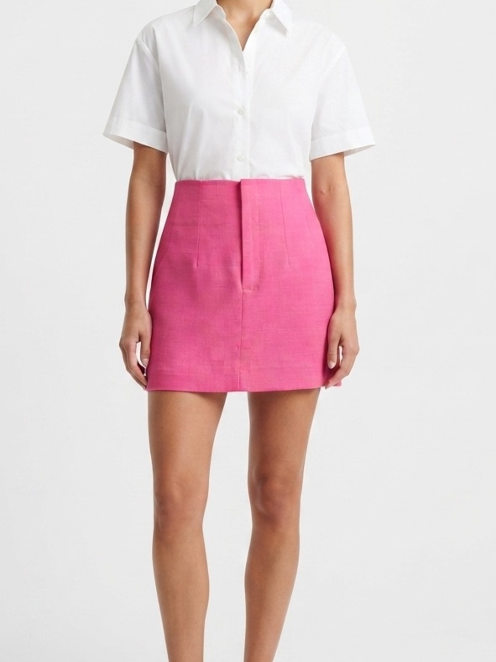 Zara High Waisted Hot Pink Mini Skirt Women’s Size Small Textured Structured